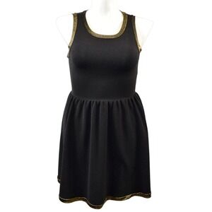 SOPRANO - Nordstrom Sleeveless gold trim black short dress women's size Medium